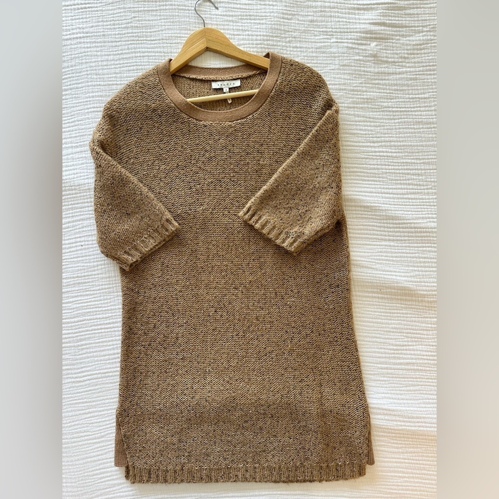 Sandro Tan Textured Knit Sweater Dress - Picture 3 of 5